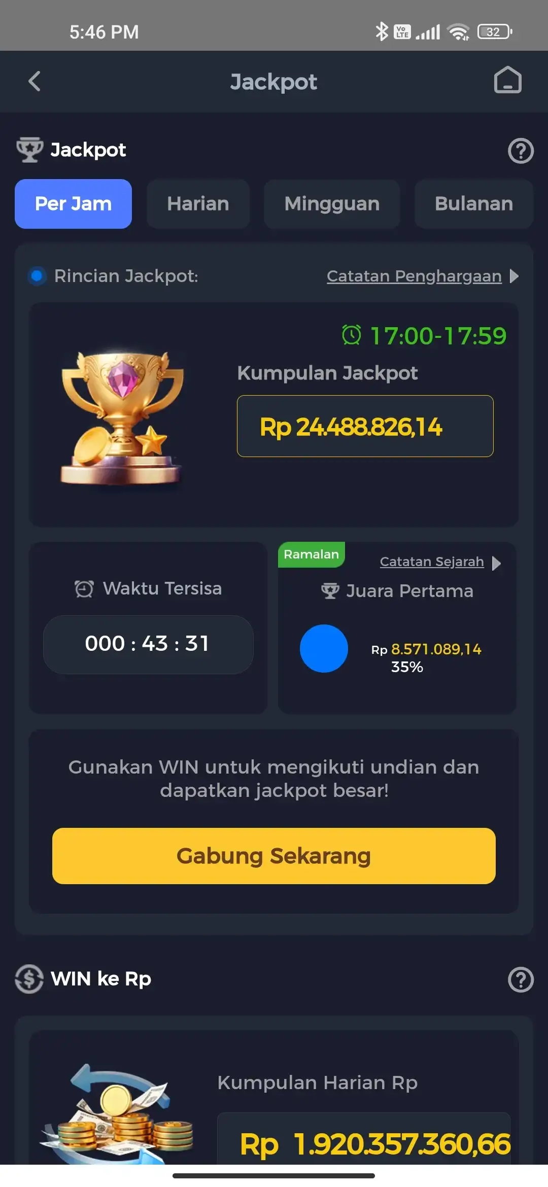 Fitur jackpot progresif KM789 per jam dan harian